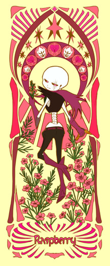 ミュシャ風しおりraspberry(swapfell red sans)