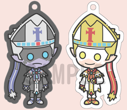 ちび白黒無常のしろくろアクキー 神の眷属
