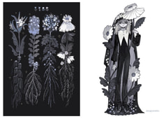 白黒花々ポストカードセット