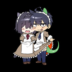 男女のメイドさんのアクキー