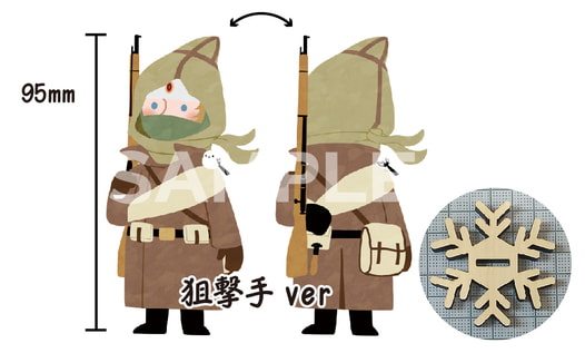 木製台座のアクリルスタンド（頭巾ちゃん・狙撃手ver）／Acrylic stand "Vasily the sniper"