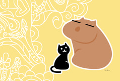 カピバラと猫ポストカード