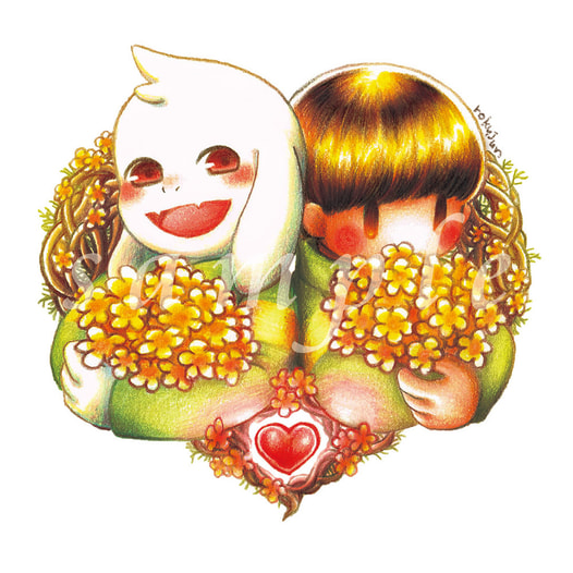 Asriel & Chara 木製キーホルダー