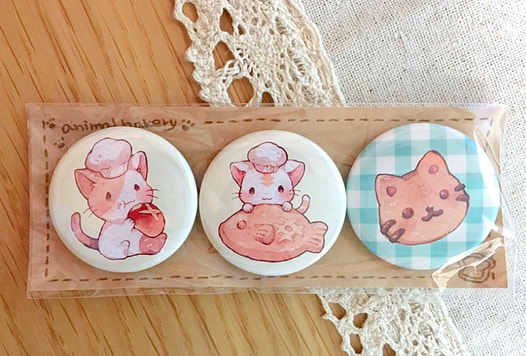 アニマルベーカリー缶バッチ / ネコ