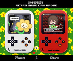 レトロゲーム風缶バッジ（Chara&Flowey）