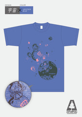 アリスTシャツ - 宇宙デザイン（カラー：ヘザーブルー　サイズ：XS）