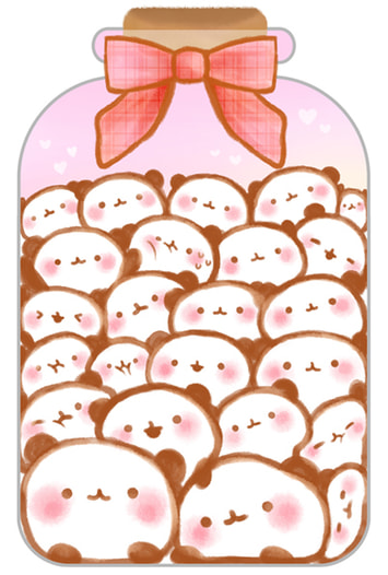 ゆるぱんだ小瓶型ポストカード ふんわりむぎゅver