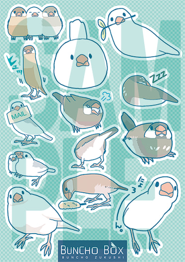 文鳥シール　青