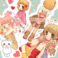 女の子とクマさんシール