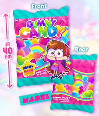 メイベル Mabel ビッグクッション お菓子パッケージ風デザイン