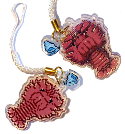 Slipper Lobster Double Sided Acrylic Charm - Blue Shell