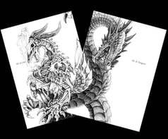 ドラゴン画集【ラフスケッチ+鉛筆デッサン集】４冊セット