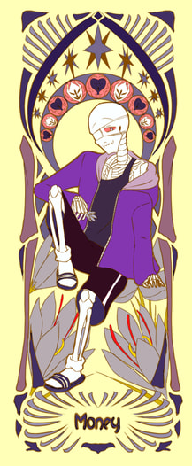 ミュシャ風しおりmoney(swapfell purple papyrus)