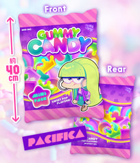 パシフィカ Pacifica ビッグクッション お菓子パッケージ風デザイン