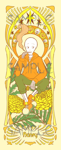 ミュシャ風しおりhoney(swap papyrus)