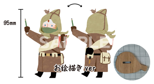 木製台座のアクリルスタンド（頭巾ちゃん・お絵描きver）／Acrylic stand "Vasily the artist"