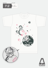 アリスTシャツ - 宇宙デザイン（カラー：オフホワイト　サイズ：M）