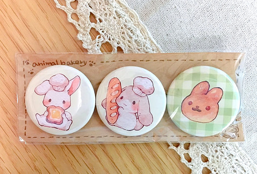 アニマルベーカリー缶バッチ / うさぎ