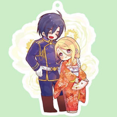 よりそい薔薇ストラップ　京極×千里