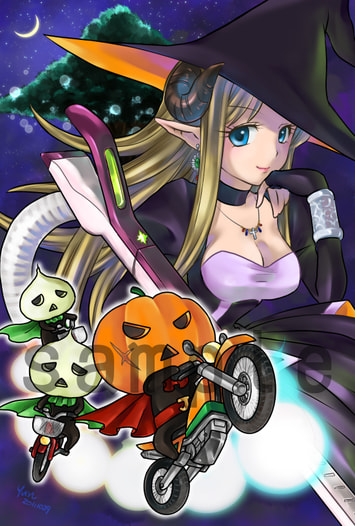ハロウィン魔女さんポストカード