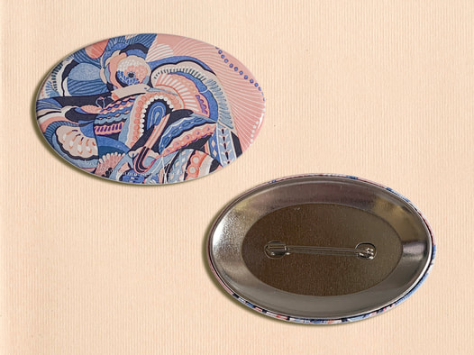 オーバル型缶バッジ・喉に一輪（安全ピン）