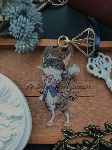 アクリルキーホルダー（リボンの猫）
