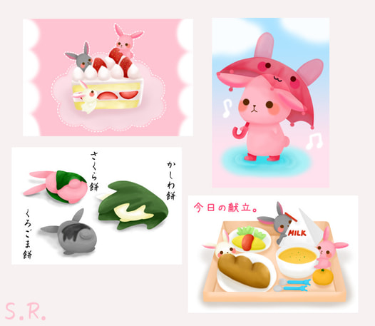 うさぎポストカード４種セットその１