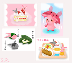 うさぎポストカード４種セットその１