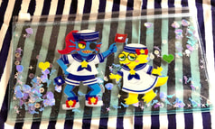 alphyneサマー絵柄ラメポーチ