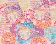 うさちゃんアクリルバッジ　ピンク