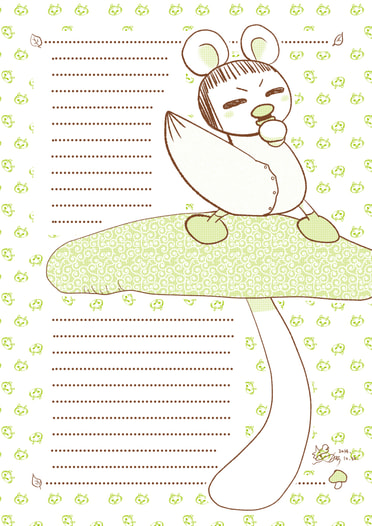 ウチノコ便箋001②唐草キノコ