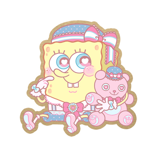スポンジボブ　木製キーホルダー<KAWAII>