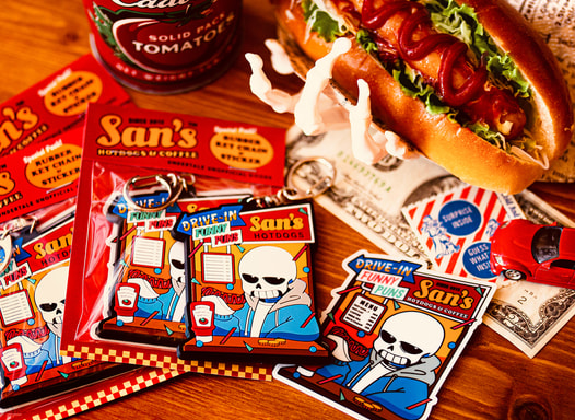 San's HOTDOGS&COFFEE ラバーキーホルダー&ステッカーセット